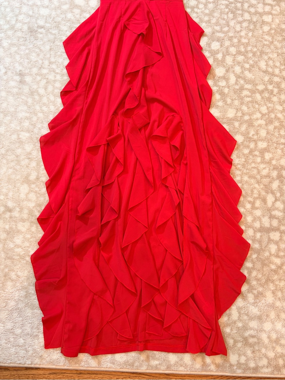 PrettyLittleThing Red Ruffle Maxi Dress - Picture 5 of 10